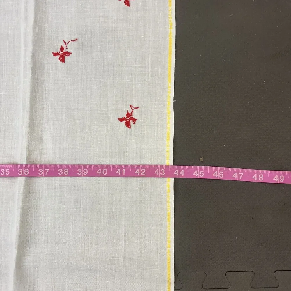 Vintage Handworked NEEDLEPOINT Piece - White w/Red/Floral Design Approx 43